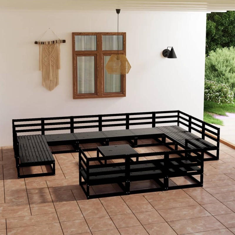 vidaXL Juego de muebles de jardín 14 piezas madera maciza de pino vidaXL Juego de muebles de jardín 14 piezas madera maciza de pino