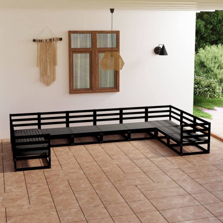 vidaXL Juego de muebles de jardín 10 piezas madera maciza de pino