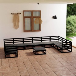 vidaXL Juego de muebles de jardín 11 piezas madera maciza de pino