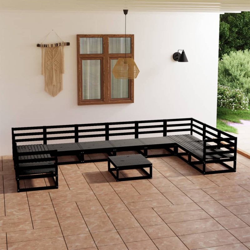 vidaXL Juego de muebles de jardín 11 piezas madera maciza de pino vidaXL Juego de muebles de jardín 11 piezas madera maciza de pino