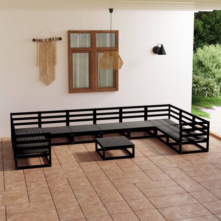 vidaXL Juego de muebles de jardín 11 piezas madera maciza de pino