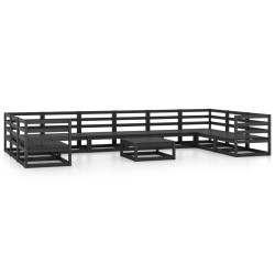 vidaXL Juego de muebles de jardín 11 piezas madera maciza de pino