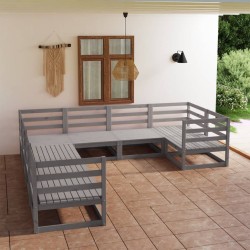 vidaXL Juego de muebles de jardín 8 piezas madera maciza de pino