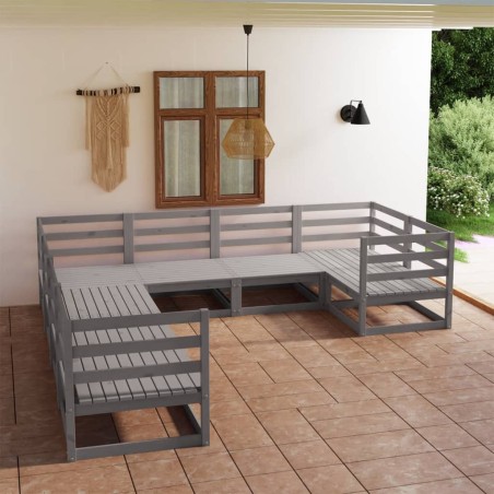 vidaXL Juego de muebles de jardín 8 piezas madera maciza de pino