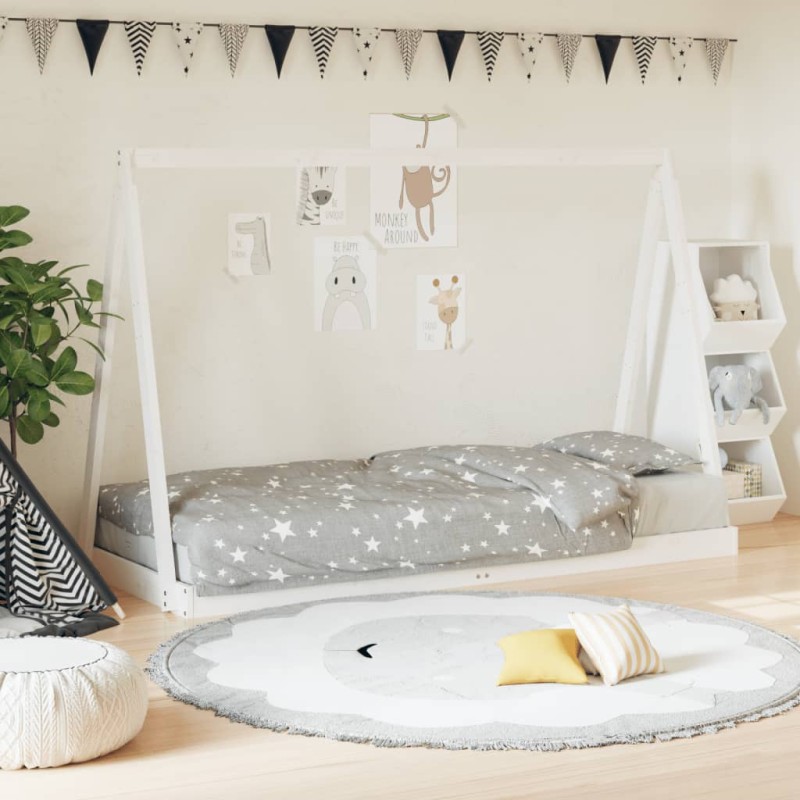 vidaXL Estructura de cama para niños madera de pino blanco 80x200 cm vidaXL Estructura de cama para niños madera de pino blanco 80x200 cm