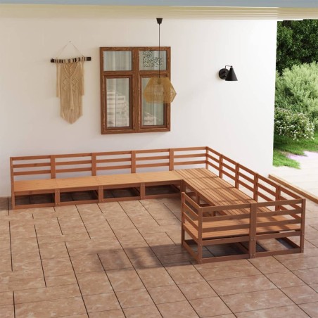 vidaXL Juego de muebles de jardín 10 piezas madera maciza de pino