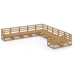 vidaXL Juego de muebles de jardín 10 piezas madera maciza de pino
