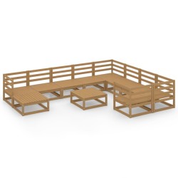 vidaXL Juego de muebles de jardín 11 piezas madera maciza de pino