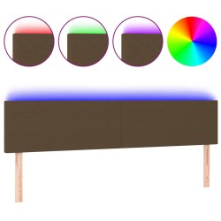 vidaXL Cabecero con LED de tela marrón oscuro 180x5x78/88 cm