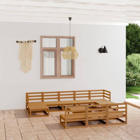 vidaXL Juego de muebles de jardín 11 piezas madera maciza de pino