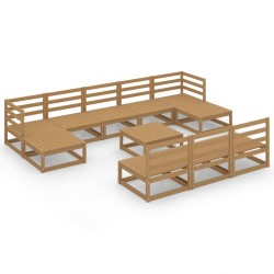 vidaXL Juego de muebles de jardín 11 piezas madera maciza de pino