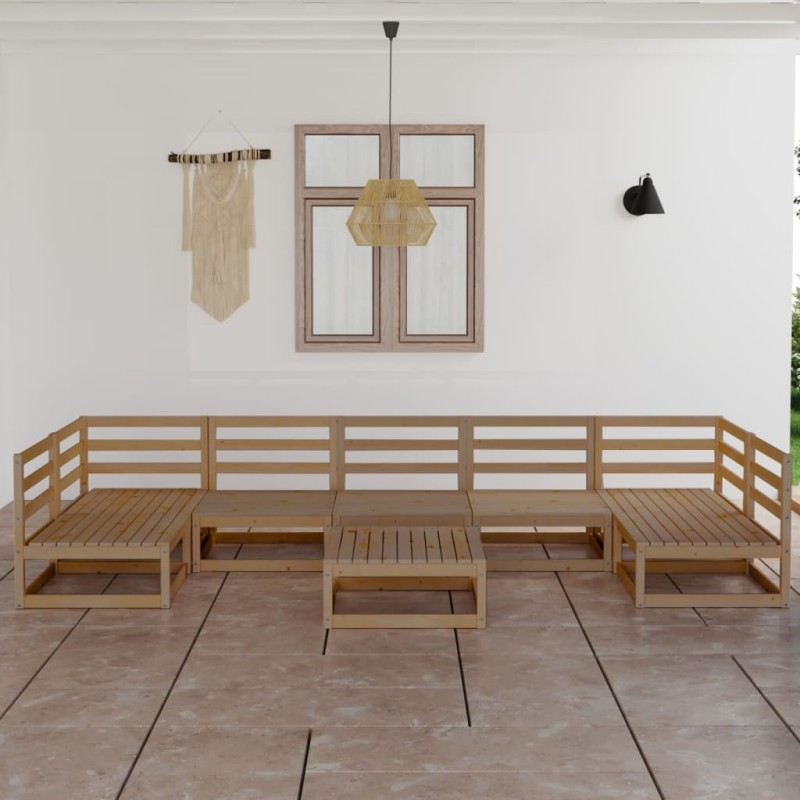 vidaXL Juego de muebles de jardín 8 piezas madera maciza de pino vidaXL Juego de muebles de jardín 8 piezas madera maciza de pino