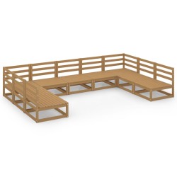 vidaXL Juego de muebles de jardín 9 piezas madera maciza de pino