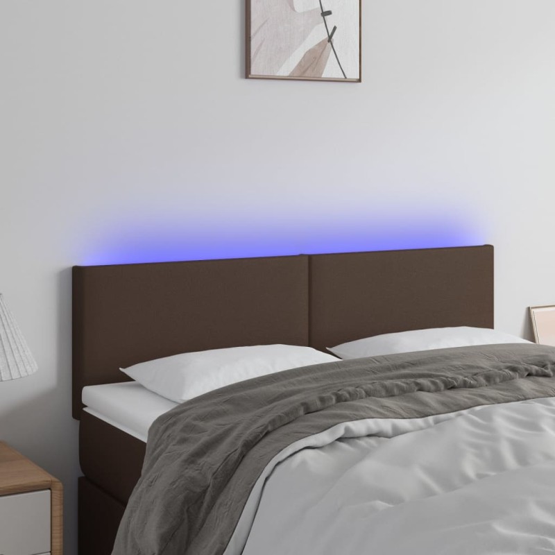 vidaXL Cabecero con LED cuero sintético marrón 144x5x78/88 cm vidaXL Cabecero con LED cuero sintético marrón 144x5x78/88 cm