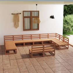 vidaXL Juego de muebles de jardín 12 piezas madera maciza de pino