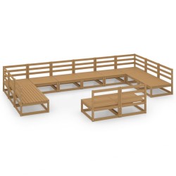 vidaXL Juego de muebles de jardín 12 piezas madera maciza de pino