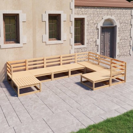 vidaXL Juego de muebles de jardín 9 piezas madera maciza de pino