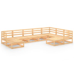 vidaXL Juego de muebles de jardín 9 piezas madera maciza de pino