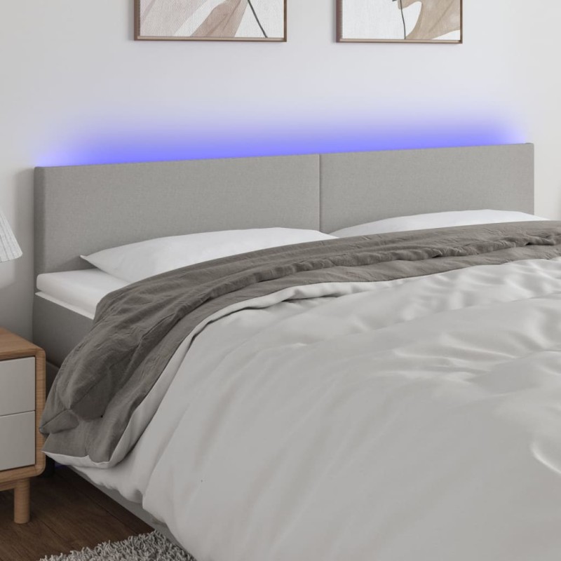 vidaXL Cabecero con LED de tela gris claro 200x5x78/88 cm vidaXL Cabecero con LED de tela gris claro 200x5x78/88 cm