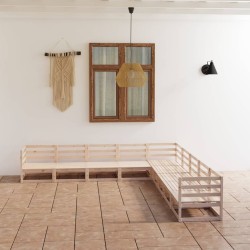 vidaXL Juego de muebles de jardín 9 piezas madera maciza de pino