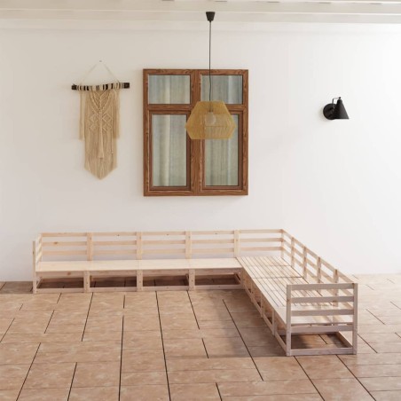 vidaXL Juego de muebles de jardín 9 piezas madera maciza de pino