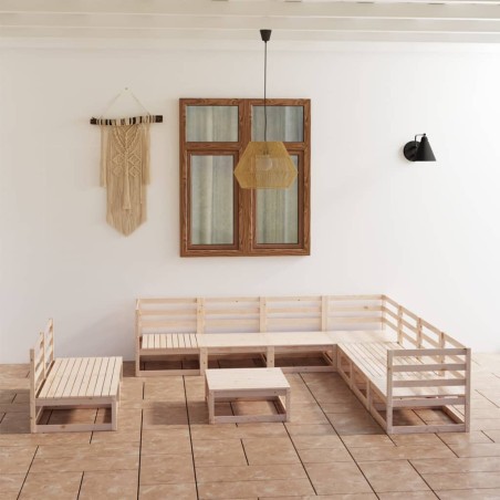 vidaXL Juego de muebles de jardín 10 piezas madera maciza de pino