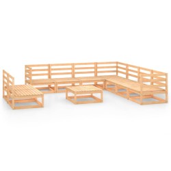 vidaXL Juego de muebles de jardín 10 piezas madera maciza de pino