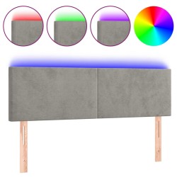 vidaXL Cabecero con LED de terciopelo gris claro 144x5x78/88 cm