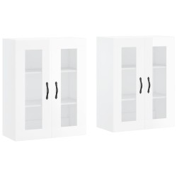 vidaXL Armarios de pared 2 uds madera de ingeniería blanco brillante