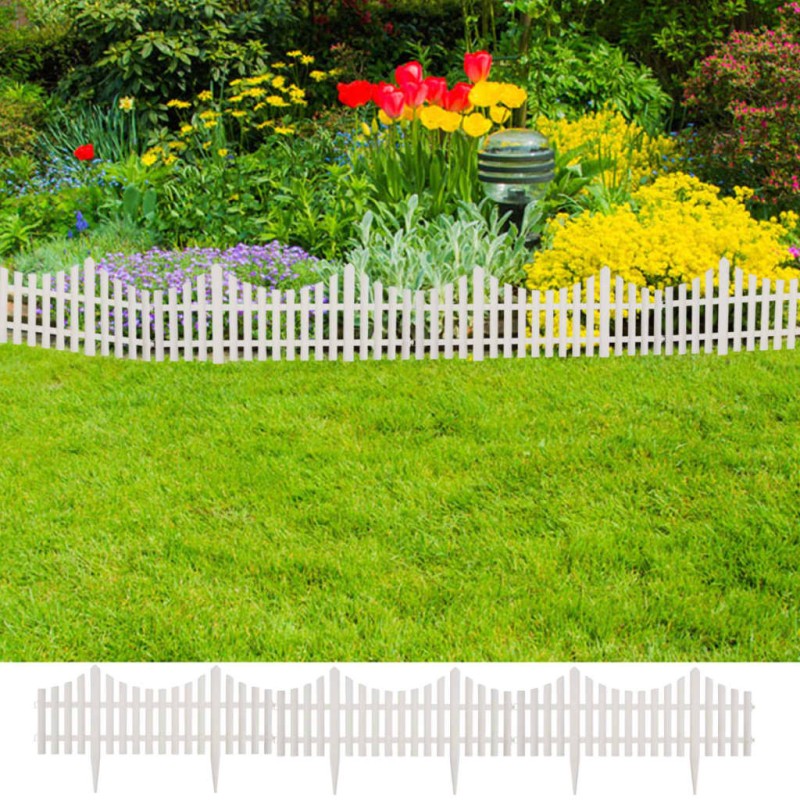 vidaXL Borde divisor de césped blanco 17 piezas / 10 m vidaXL Borde divisor de césped blanco 17 piezas / 10 m