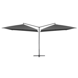vidaXL Sombrilla doble de jardín palo de acero antracita 250x250 cm 