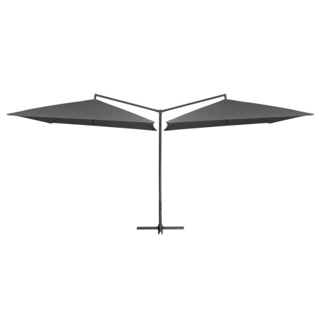 vidaXL Sombrilla doble de jardín palo de acero antracita 250x250 cm 