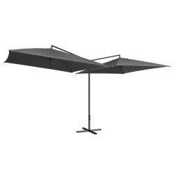 vidaXL Sombrilla doble de jardín palo de acero antracita 250x250 cm 