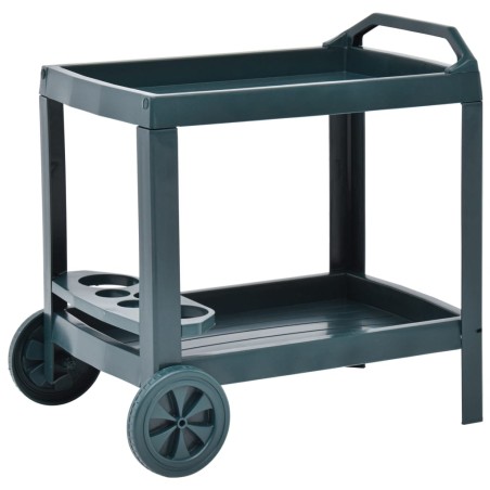 vidaXL Carrito de bebidas plástico verde 69x53x72 cm