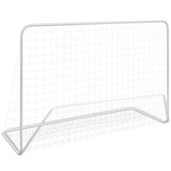 vidaXL Portería de fútbol con red 182x61x122 cm acero blanco