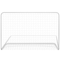 vidaXL Portería de fútbol con red 182x61x122 cm acero blanco