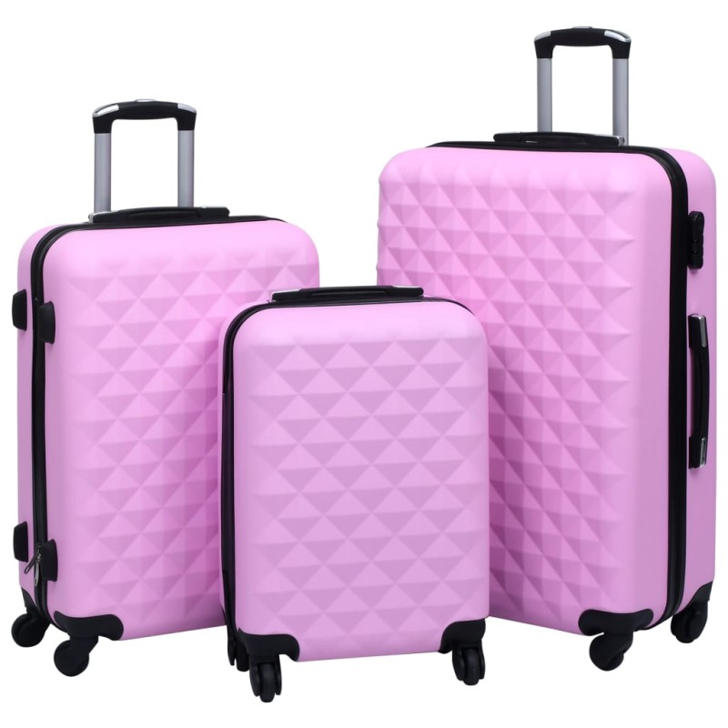 vidaXL Juego de maletas rígidas 3 piezas ABS rosa vidaXL Juego de maletas rígidas 3 piezas ABS rosa