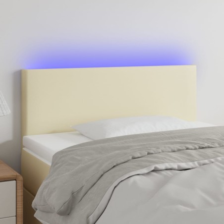 vidaXL Cabecero con LED cuero sintético color crema 90x5x78/88 cm