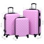 vidaXL Juego de maletas rígidas 3 piezas ABS rosa vidaXL Juego de maletas rígidas 3 piezas ABS rosa