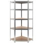 vidaXL Estantería esquina 5 niveles madera contrachapada y acero plata vidaXL Estantería esquina 5 niveles madera contrachapada y acero plata