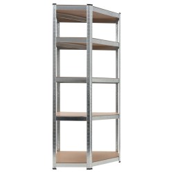 vidaXL Estantería esquina 5 niveles madera contrachapada y acero plata