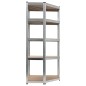 vidaXL Estantería esquina 5 niveles madera contrachapada y acero plata vidaXL Estantería esquina 5 niveles madera contrachapada y acero plata