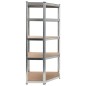 vidaXL Estantería esquina 5 niveles madera contrachapada y acero plata vidaXL Estantería esquina 5 niveles madera contrachapada y acero plata