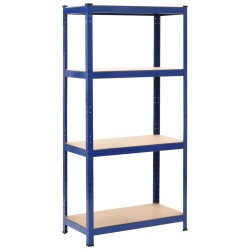 vidaXL Estantería almacenaje 4 niveles azul madera contrachapada acero