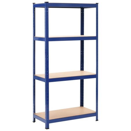 vidaXL Estantería almacenaje 4 niveles azul madera contrachapada acero