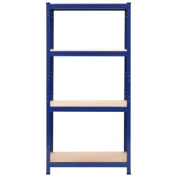 vidaXL Estantería almacenaje 4 niveles azul madera contrachapada acero