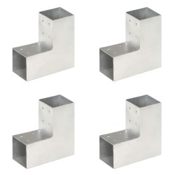 vidaXL Conectores de postes en L 4 uds metal galvanizado 81x81 mm