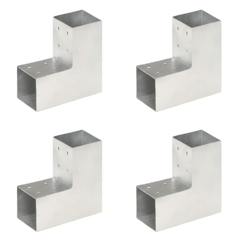 vidaXL Conectores de postes en L 4 uds metal galvanizado 81x81 mm vidaXL Conectores de postes en L 4 uds metal galvanizado 81x81 mm