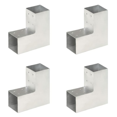 vidaXL Conectores de postes en L 4 uds metal galvanizado 81x81 mm