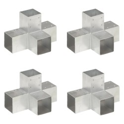 vidaXL Conectores de postes en X 4 uds metal galvanizado 91x91 mm